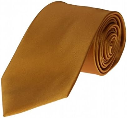 Mens Necktie Set Solid Light Harvest Tan Orange Designer Tie
