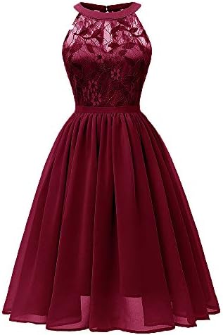 Women's Sexy Lace Floral Dress Vintage Princess Cocktail Neckline Party A-line Swing Dress