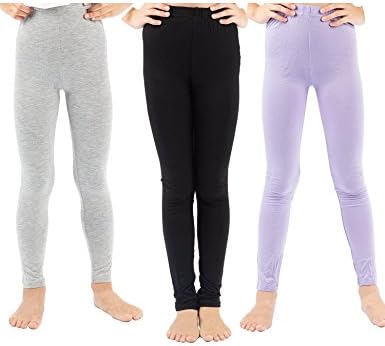 WEWINK PLUS 3 Pack Girls Solid Leggings Pants Classic Leggings for Kids