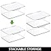 mDesign Small Plastic Home Office Storage Organizer Box Containers w/Hinged Lid for Desktops - Holds Pens, Pencils, Sticky Notes, Highlighters, Staples, Supplies - Lumiere Collection, 2 Pack - Clear