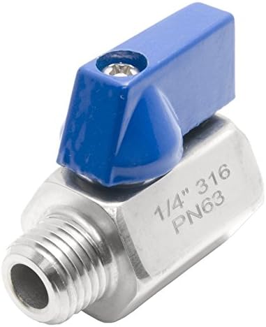 Stainless Steel Mini Ball Valve 1/4" Inch FxM - NPT Threaded 316 Stainless Steel Mini Ball Valve - 1000 PSI High Pressure PN63 - Water,Oil and Gas Capable