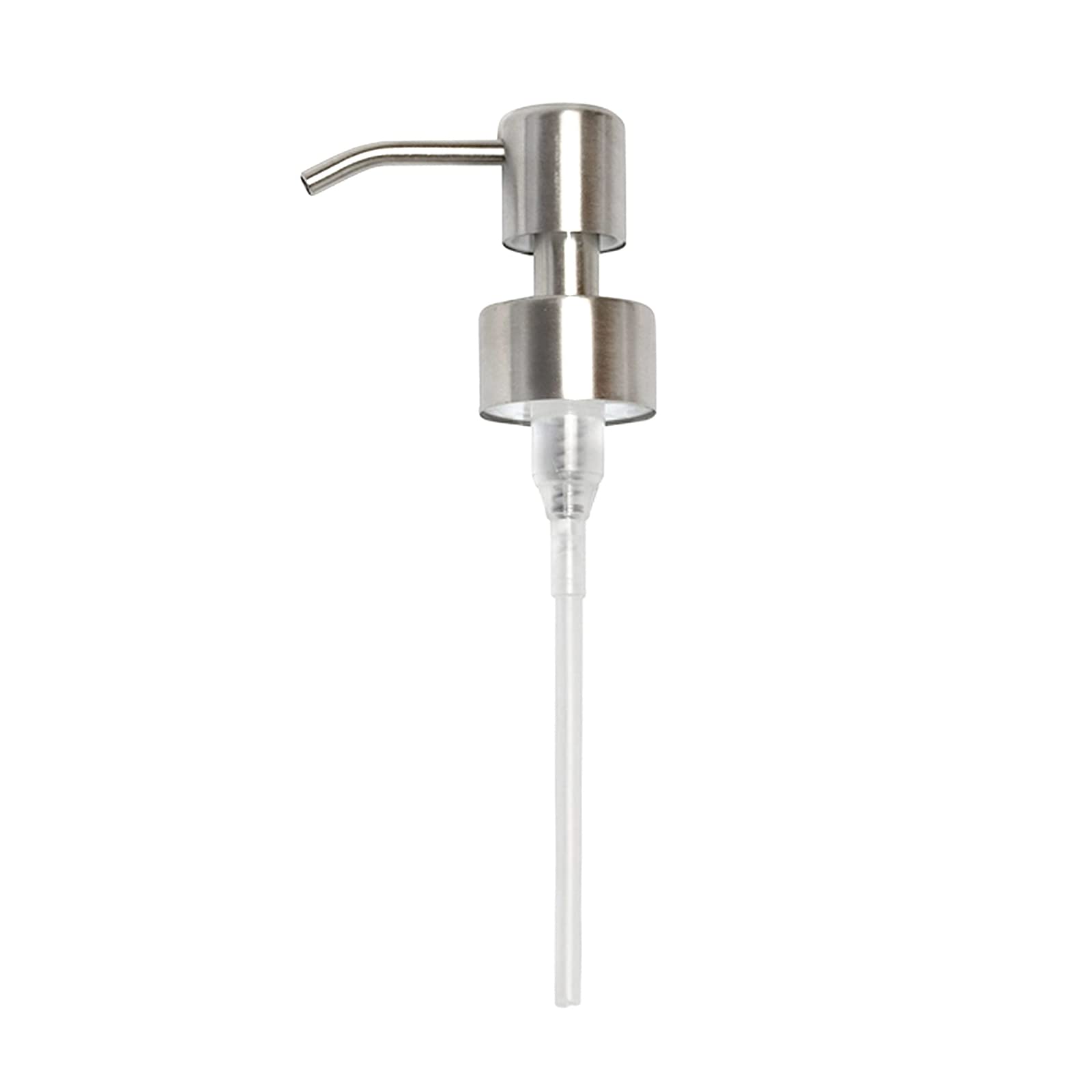 Photo 1 of Medsuo Reusable Soap Dispenser Pump Head 304 Stainless Steel Brushed Finish Pump Head 28/400 (26 mm - 28mm) Neck Size Replacement for Kitchen Bathroom (Silver)
