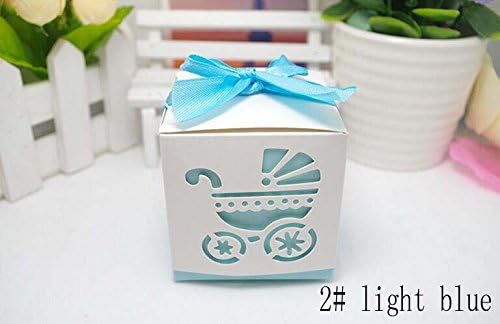 cute carriage candy chocolate gift box for wedding birthday baby shower tea party favor decoration (Light Blue)