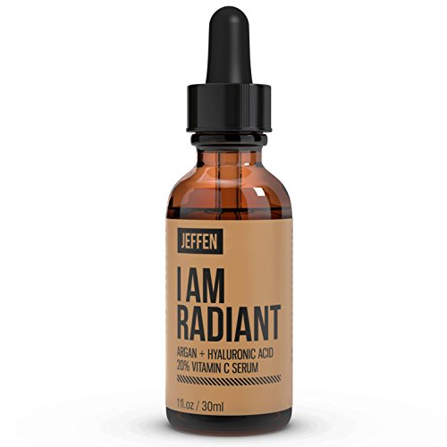 Jeffen Vitamin C Serum 20% âœ® With Virgin Argan Oil And Hyaluronic Acid âœ® Best Anti-Aging Serum For Face âœ® Improve And Moisturize Your Skin âœ® Organic and Natural âœ® Free Facial Massage Guide âœ® 100% Money Back Guarantee