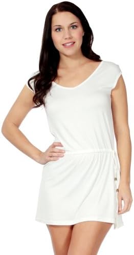Simplicity Sleeveless Beach Dress W/ a Low Back and Drawstring Waist, White