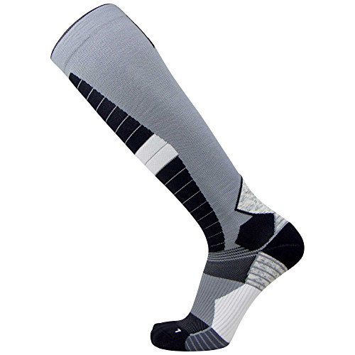 Thermal Compression Ski Socks - Warm Socks for Skiing and Snowboarding (Large, Grey/Black) - Thumbnail 6