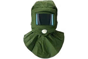 Yaetek Sand Blasting Hood Cap Shawl Sandblaster Mask Dustproof Hood Face Protective Gear, Sandblaster Helmet, Canvas (Green)