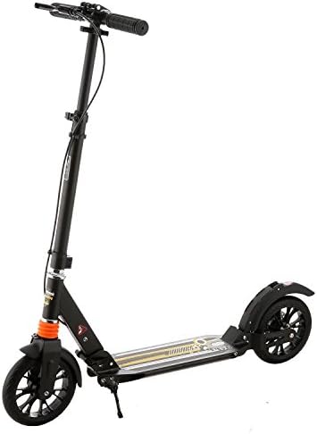 Adult Kick Scooter with Handbrake, Adjustable Foldable Portable Push Scooter with 1-Seconds Easy-Folding Mechanism for Adult Teens Kids Age 13+ (Black)
