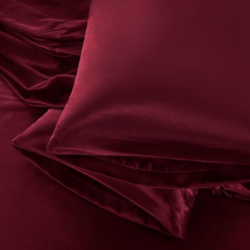 Aormenzy Burgundy Satin Pillowcase