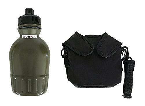 $averPak 2 Pack - Includes 2 Seychelle 38oz ADVANCED Filter Canteens with Canteen Insulator Slings in Black