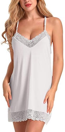 KANILU Women Sexy lace Sleepwear Soft Nightgown Mini Chemise Dress