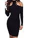 Allegrace Womens Long Sleeves Sexy Off Shoulder Bodycon Party Bandage Club Dresses Black S