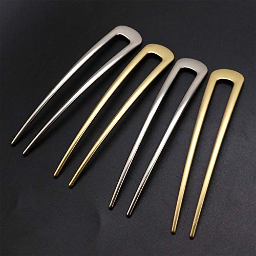 Luckycivia 4 Pcs U-Shape Hairpins, Simple Metal U Shaped Hair Pin, Vintage Hair Stick, Hairstyle Chignon for Women Girls - Thumbnail 5
