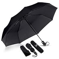 VAN BEEKEN Umbrella Windproof I Wind Resistant Travel Umbrella with Teflon I Light Compact Umbrella I Mini Umbrella Portable Folding Umbrella for Men Women (Black)