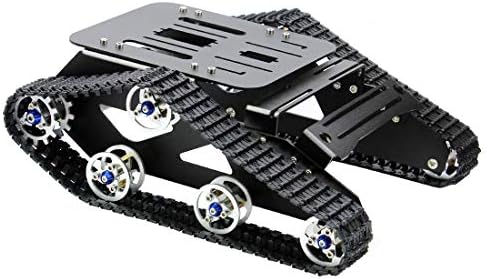 FEICHAO Smart Car Platform Tracked Robot Metal Aluminium Alloy Tank Chassis with Powerful Dual DC 12V Motor for DIY STEM Education Assembled
