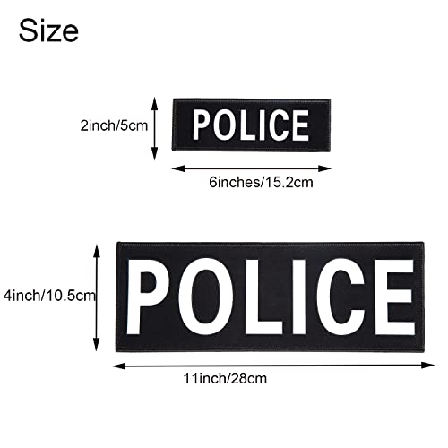 GYGYL 2 Pack Reflective Police Patch with Hook and Loop, for Police Vest Jacket Back Panel (1Pcs Small and 1Pcs Large)