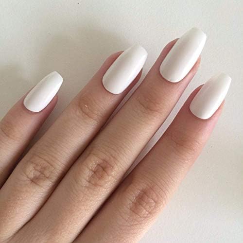easy deal shop French Nail Art Pre-design Acrylic Classical Full Cover Short Manicure (White) - Set of 12 Pieces