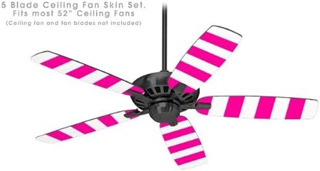 Psycho Stripes Hot Pink And White Ceiling Fan Skin Kit Fits Most