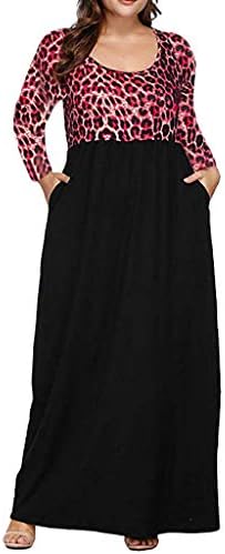 TIANMI Women Pockets O-Neck Dress Long Sleeve Casual Fashion Plus Size Long Dress Print Vintage Leisure Dresses