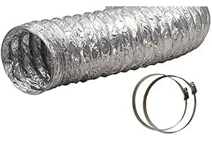 VABINK 6" x 8' Flexible Aluminum Ducting Hose for HVAC, Dryer Vent, Grow Room, Greenhouses, Intake and Exhaust Pipe. Two Stai