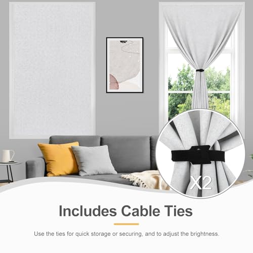 Edonkvi Blackout Window, Blackout Curtain, No Drilling, Linen Fabric Anti Heat Blackout Blind, Can Be Cut Out Thermal Roller Blind by the Metre for Travel, Bedroom, Office, Roof Sun, Window, Home