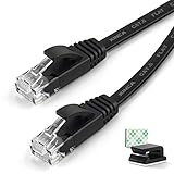 XINCA Cat6 Ethernet Cable 75 ft Black Gigabit Flat