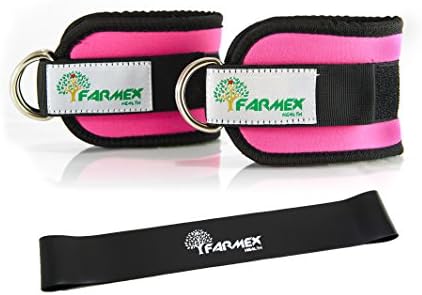 Ankle Straps For Cable Machines By Farmex Health| Upgrade Your Abs, Glute&amp;Leg Resistance Workouts|Adjustable&amp;Comfortable Velcro Ankle Cuffs With Steel D-Rings Men&amp;Woman |+1 Resistance Band+1 Ebook