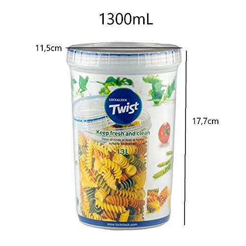 Jogo de 2 Potes Herméticos Redondo com Tampa tipo Rosca - Lock&Lock - 1300mL
