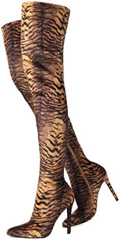tiger print thigh high boots
