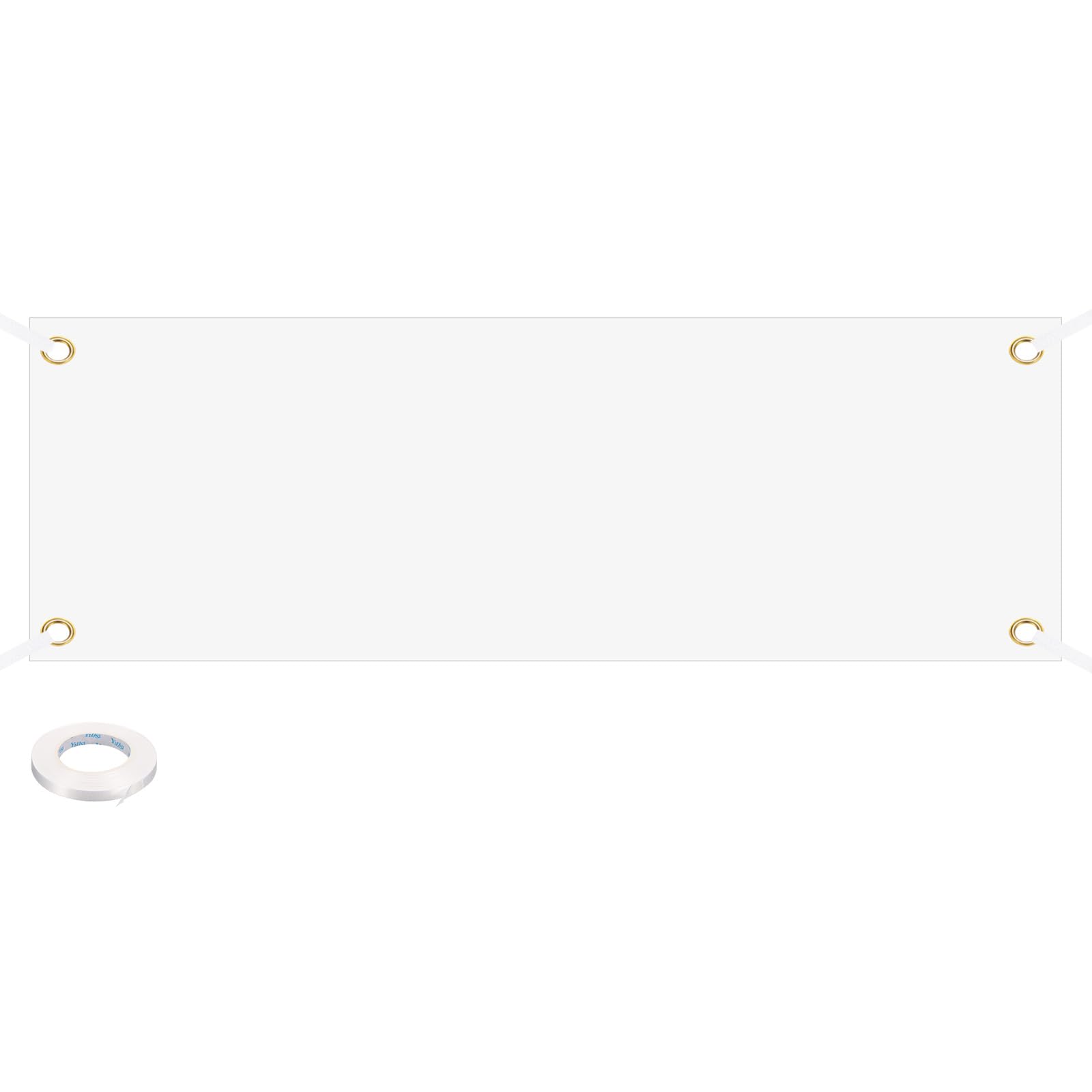 PATIKIL Blank Banners Signs to Decorate 2'x6' Sublimation White Banner with Hanging Rope for Business Outside Outdoor Wall — image 1