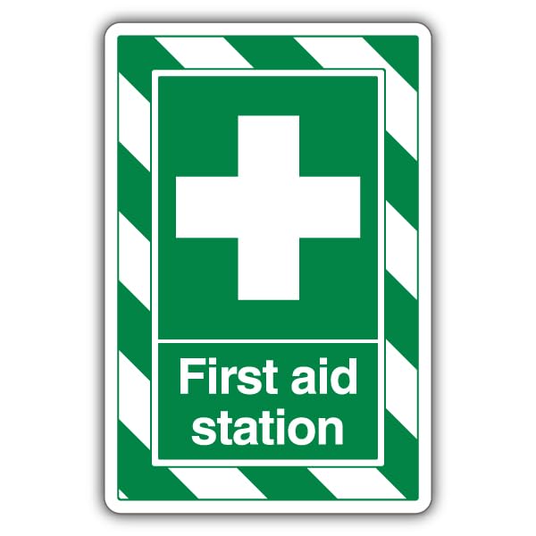 V Safety First Aid Station - ExtraViz 250 x 350 mm - 1mm Rigid Plastic Safety Sign