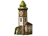 KERANOVA Clever Paper Medieval Town The Clock Tower 3D Puzzle, 15 X 15 X 34 cm
