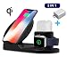 MQOUNY Wireless Charger, Upgrade 3 in 1 Wireless Charging Stand for Apple Watch,Charging Station for Airpods,Fast Wireless Charger Dock for All QI Phone with Charger Adapter (Black)