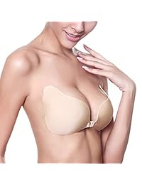 MITALOO Adhesive Invisible Backless Push Up Strapless Sticky Bras Reusable Magic Bra for Women Beige