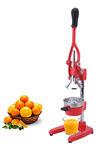 Click Here to See More Images Extra Large Commercial Cast Iron Juice Press Juicer, Heavy Duty Restaurant Bar Lemon Orange Citrus Juicer (Red)