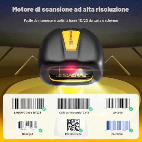 NetumScan Industrial Quality Wireless Bluetooth 1D/2D Barcode Scanner 2600mAh Battery with Charging Station Compatible with POS, PC, iPhone, Android Retail
