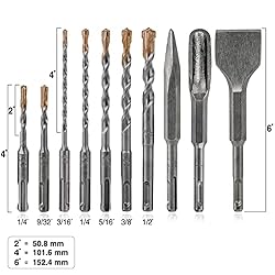 SHALL 10-Piece SDS Plus Bits, 7 Rotary Hammer Drill