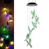 LED Solar Hummingbird Wind Chime Light,Outdoor Waterproof Multi-Color Solar Powered Mobile Wind Spinner String Light for Home Party Night Garden Decoration