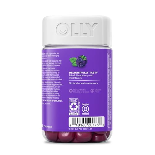 OLLY SLEEP GUMMY, 3MG MELATONIN, L-THEANINE, CHAMOMILE, LEMON BALM, SLEEP AID, BLACKBERRY, 90 COUNT