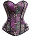 Charmian Women's Steampunk Gothic Brocade Steel Boned Bustier Corset with Buckle Purple XXX-Large