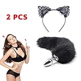 Vitnette Stainless Steel Fox Tail Headband Headwear for Prom Party Costume Cosplay-Black