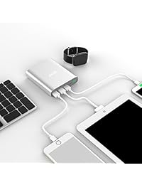 joaao Powerbar II Ultra Slim Powerbank QC 3.0, baterías externas Ultra compacto, tecnología de carga de alta velocidad cargador portátil, banco de la energía para iPhone, Samsung Galaxy Y Más, Plateado
