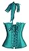 Charmian Women's Burlesque Vintage Renaissance Padded Satin Halter Bustier Corset Top with Zipper Turquoise XX-Large