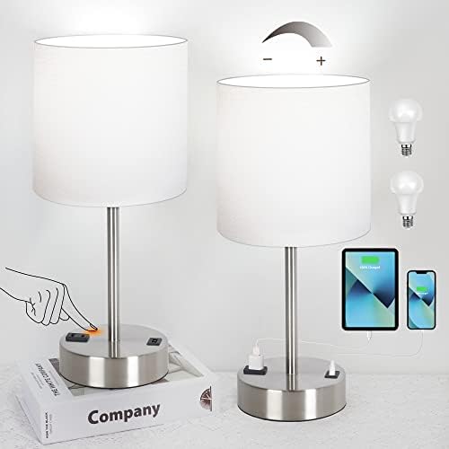 PARTPHONER Touch Table Lamps for Bedroom Set of 2, Bedside Nightstand