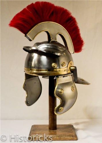 Roman Centurion Helmet (red plume) re-enactment / larp / role-play / fancy-dress