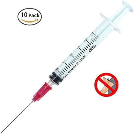 Punnarit Industrial 3ml Syringes with 25G x 1-1/2" Blunt Tip Fill Needle (Pack of 10)