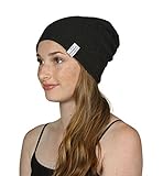 TopHeadwear Soft Ribbed Beanie Slouch Slouchy Knit Hat - Black