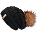 FURTALK Winter Cute Fur Pom Beanie Hat Warm Oversized Chunky Cable Knit Slouch Beanie Hats for Women
