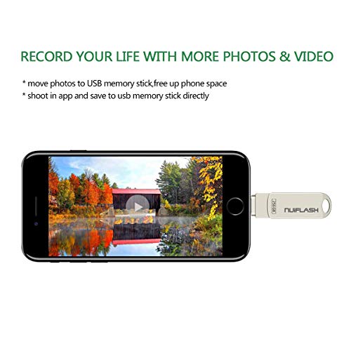 USB Flash Drive for iPhone 256GB Photo Stick Memory Stick USB 3.0 External Storage nuiflash Thumb Drive Compatiable with iPhone/iPad/Mac (256GB-silver)