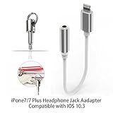  iPhone 7 Adapter headphone jack, Lightning to 3.5 mm headphone jack adapter for iPhone 7 / 7 plus Silver